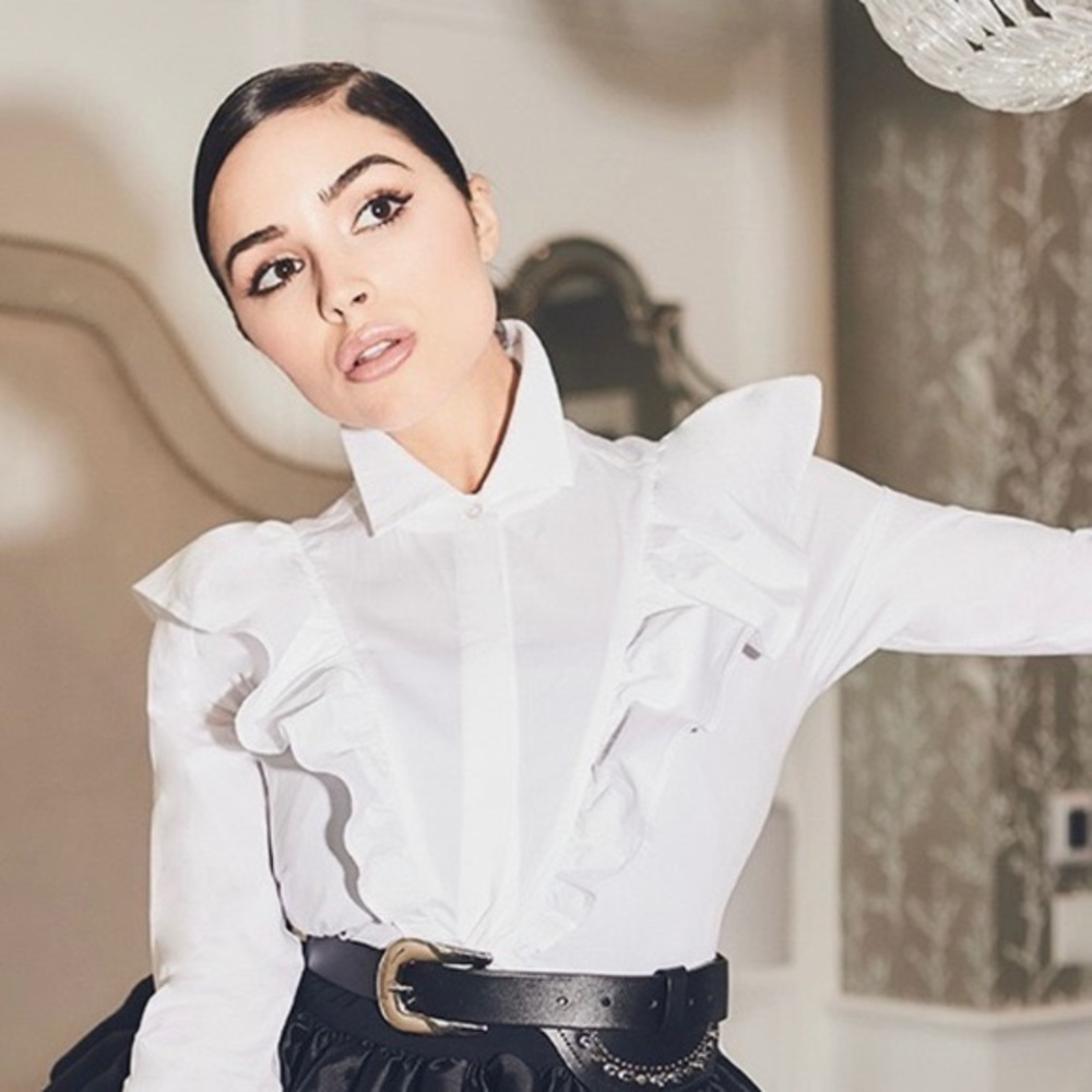 Olivia Culpo Le Tote Ruffle Blouse sz XS